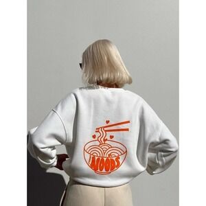 Princess Polly White Long Sleeve Sweatshirt Ramen Noodle Graphic Women's Size 0